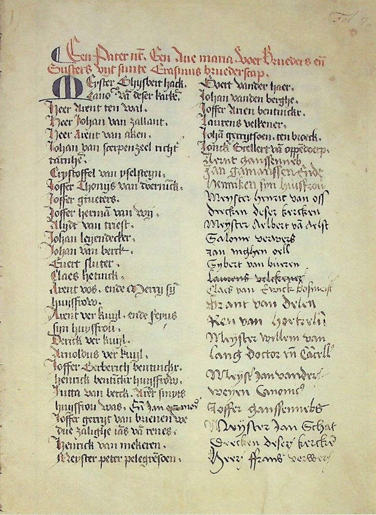 Handschrift van de St. Erasmusbroederschap uit Arnhem 